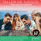 Imagen promocional del 10° taller de juegos de Adultos Asperger. Se ven varias personas jugando al jenga, datos del evento, logo de la Liga Asperger 7.