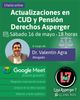 Imagen promocional de la charla virtual para Adultos Asperger, online via Meet. Incluye los datos del evento aquí descriptos.