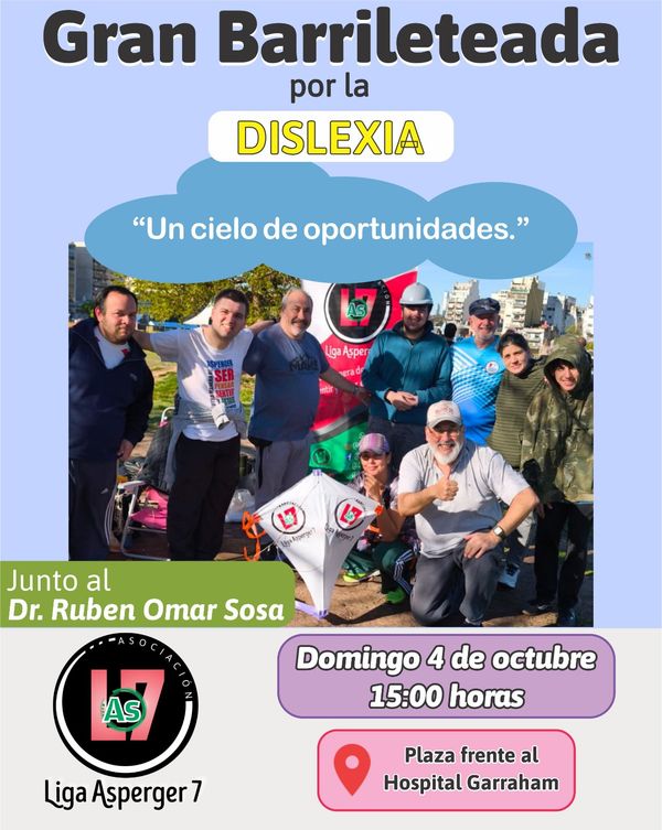 Imagen promocional del evento Barrileteada 2025 por la dislexia. El lema es "Un cielo de oportunidades"